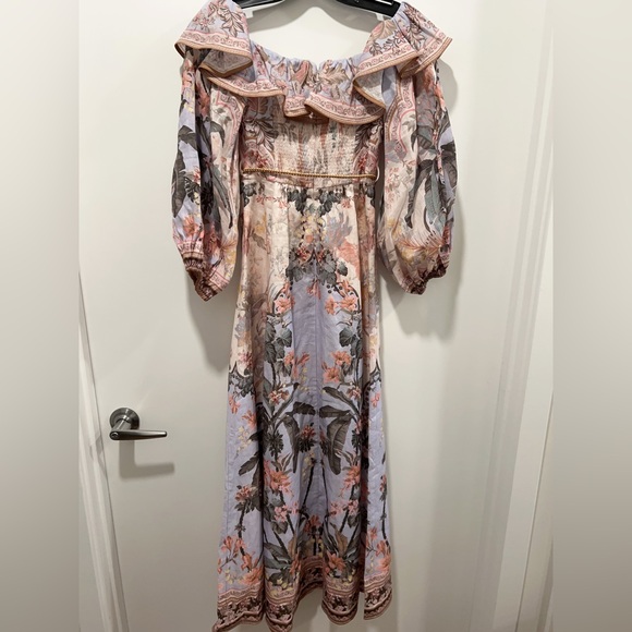 🔥NWT AU0 Zimmermann Wylie Off-The-Shoulder Midi-Dress - Picture 8 of 16